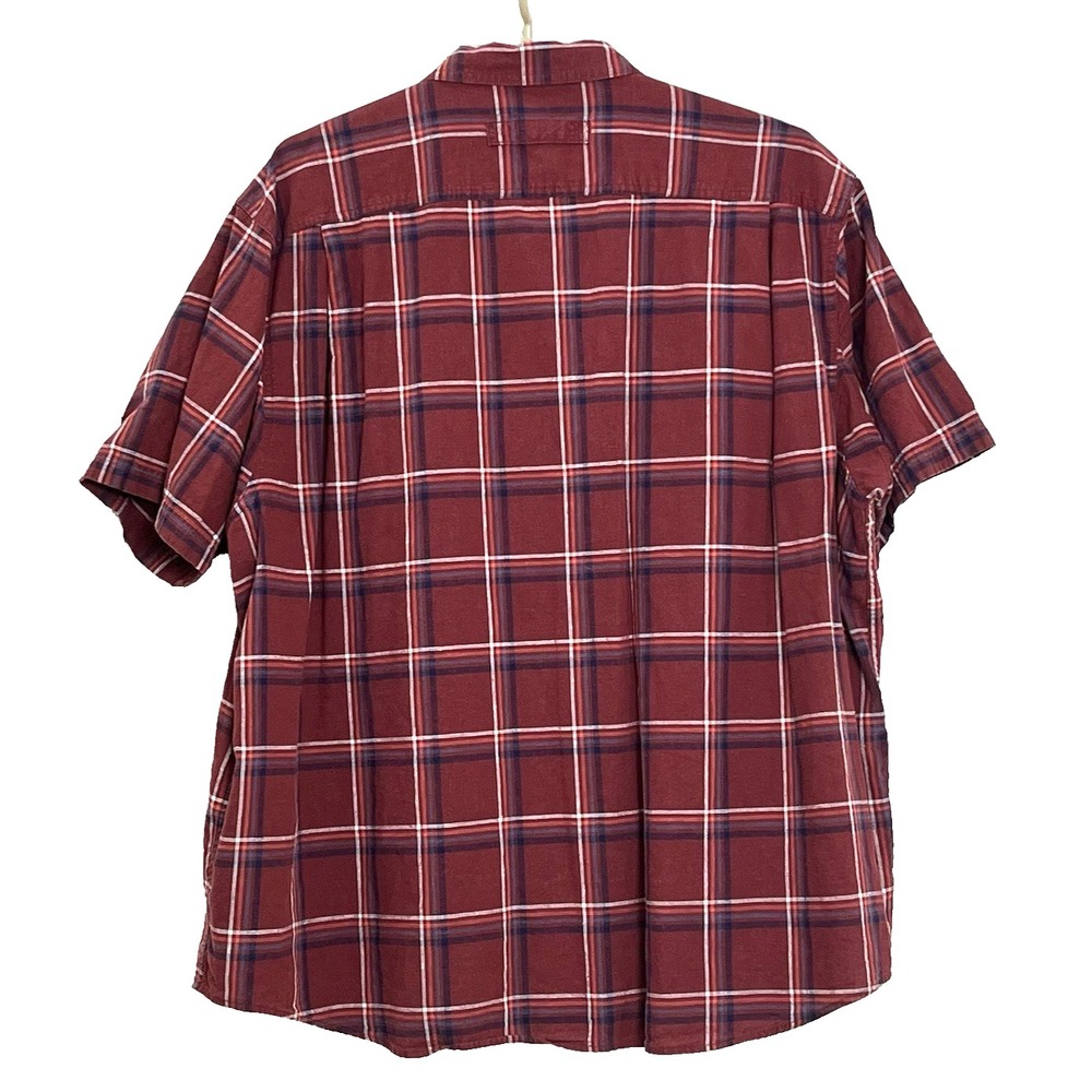 Duluth Trading Mens Shirt 3XL Red Plaid Short Sleeve Hemp Organic Cotton Outdoor - Picture 2 of 7